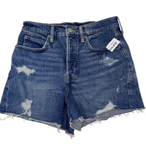 NWT Old Navy Distressed Blue Jean Shorts HIGHER HIGH-RISE SKY-HI A-LINE Sz 8